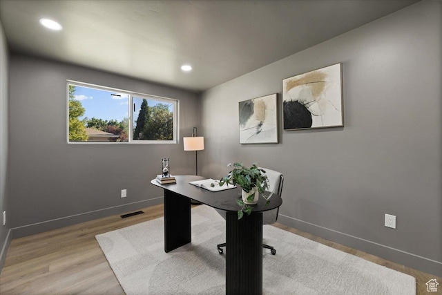 2559 E Evening Star Dr, Holladay, UT 84124 - office featuring baseboards, wood finished floors, and recessed lighting