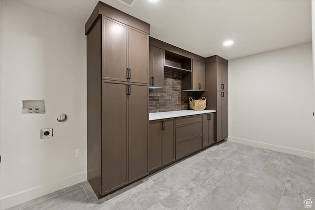 2559 E Evening Star Dr, Holladay, UT 84124 - bar area with baseboards, tasteful backsplash, recessed lighting, and light tile patterned floors