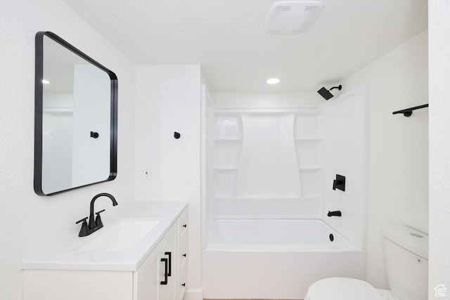 4673 W 5255 S, Kearns, UT 84118 - bathroom with vanity, toilet, shower / washtub combination, and recessed lighting