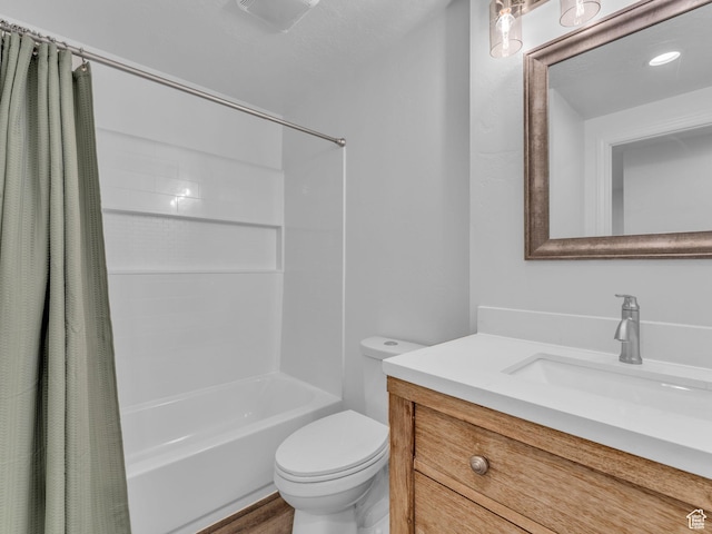 1949 W Shadow Way, Kaysville, UT 84037 - bathroom featuring shower / bath combo, vanity, and toilet