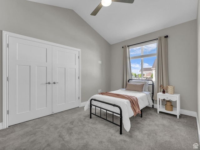 1949 W Shadow Way, Kaysville, UT 84037 - carpeted bedroom with lofted ceiling, baseboards, ceiling fan, and a closet