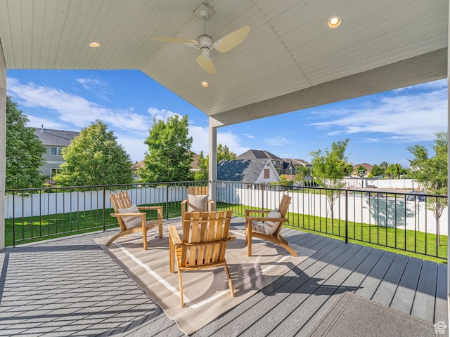 1949 W Shadow Way, Kaysville, UT 84037 - deck with ceiling fan and a residential view
