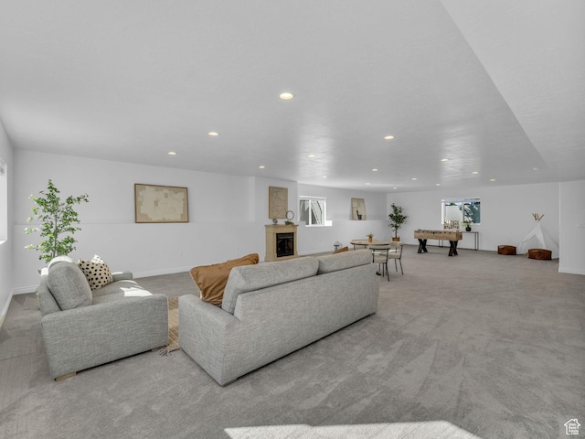 1949 W Shadow Way, Kaysville, UT 84037 - living room featuring recessed lighting, carpet floors, and baseboards
