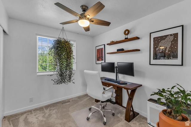 6169 Longmore Dr, Salt Lake City, UT 84118 - carpeted home office featuring baseboards and a ceiling fan