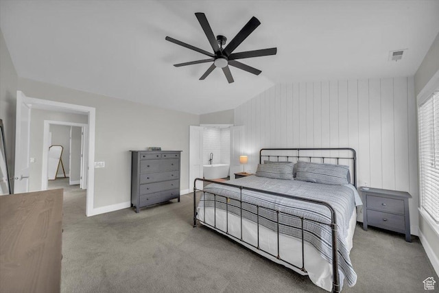 441 E Crape Myrtle Cir, Draper, UT 84020 - bedroom with lofted ceiling, carpet flooring, baseboards, and a ceiling fan