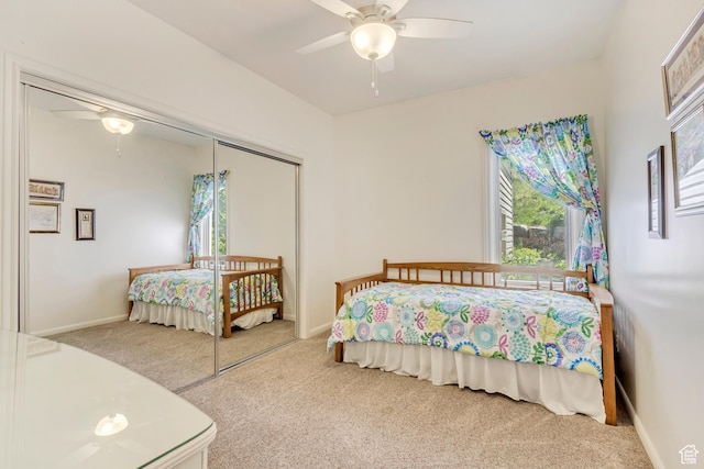 3286 N Piute Dr, Provo, UT 84604 - carpeted bedroom featuring a closet, ceiling fan, and baseboards
