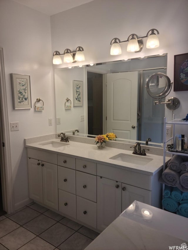 3286 N Piute Dr, Provo, UT 84604 - bathroom with tile patterned floors and double vanity