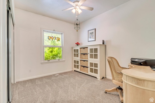 3286 N Piute Dr, Provo, UT 84604 - office featuring baseboards, carpet floors, and ceiling fan