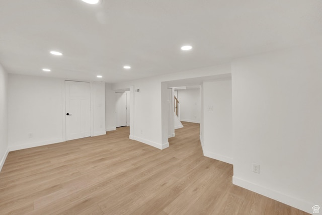 532 E 600 S, Salt Lake City, UT 84102 - finished basement with recessed lighting, baseboards, light wood-style floors, and stairway