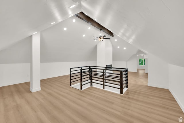 532 E 600 S, Salt Lake City, UT 84102 - additional living space with light wood-style flooring, baseboards, recessed lighting, and ceiling fan