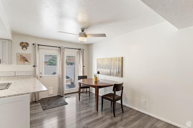 1162 S 885 E, Ogden, UT 84404 - dining area with a textured ceiling, wood finished floors, ceiling fan, and baseboards