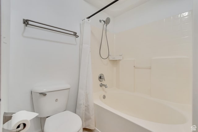 4917 W Stormy Meadow Dr, Riverton, UT 84096 - bathroom featuring shower / bath combination with curtain and toilet