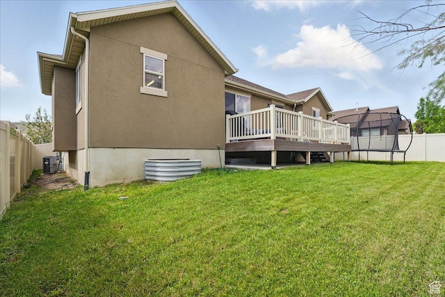 1467 S Lake View Ter, Saratoga Springs, UT 84045 - back of property featuring a wooden deck, stucco siding, and central AC unit