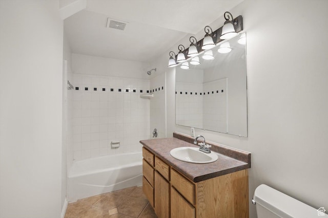 5094 W Pebblerock Cir S, West Jordan, UT 84081 - full bathroom with toilet, vanity, shower / washtub combination, and tile patterned floors