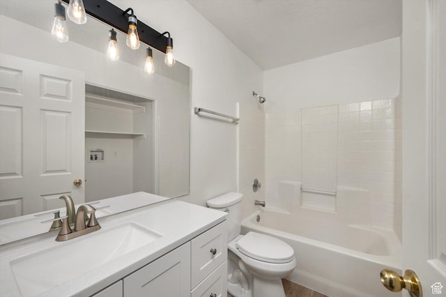 5094 W Pebblerock Cir S, West Jordan, UT 84081 - full bathroom featuring vanity, toilet, bathtub / shower combination, and wood finished floors