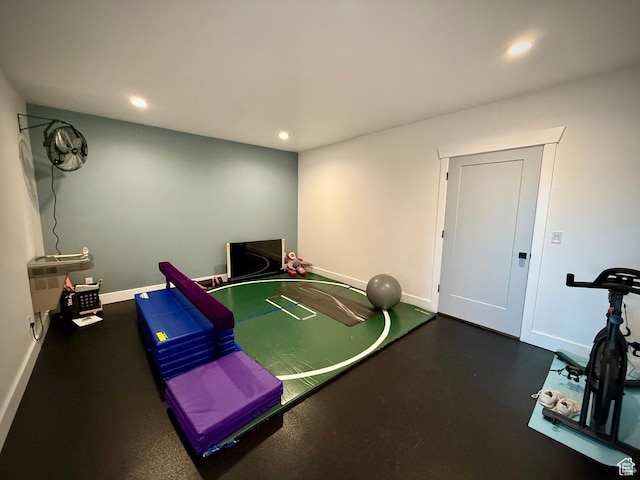 268 N 1400 W, Midway, UT 84049 - recreation room with baseboards, recessed lighting, and rubber floors