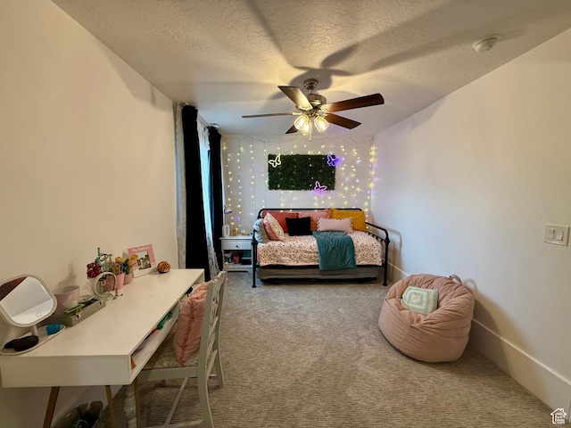 268 N 1400 W, Midway, UT 84049 - bedroom with carpet, a textured ceiling, and a ceiling fan