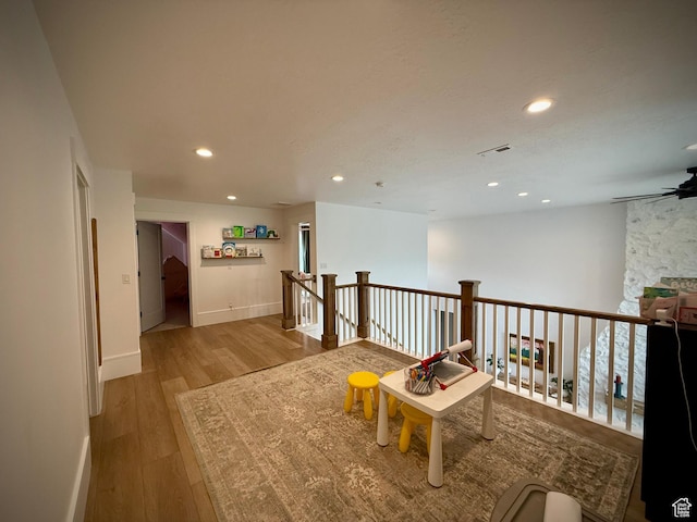 268 N 1400 W, Midway, UT 84049 - corridor featuring wood finished floors, recessed lighting, baseboards, and an upstairs landing
