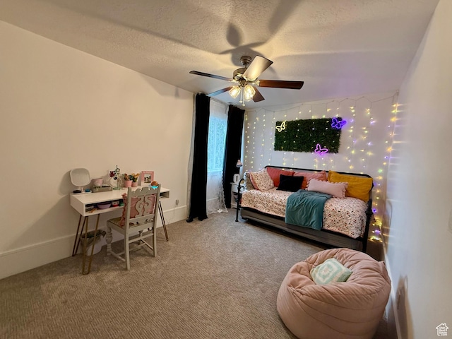 268 N 1400 W, Midway, UT 84049 - carpeted bedroom with a textured ceiling, baseboards, and a ceiling fan