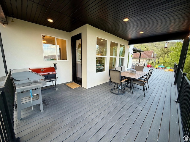 268 N 1400 W, Midway, UT 84049 - wooden terrace with outdoor dining area