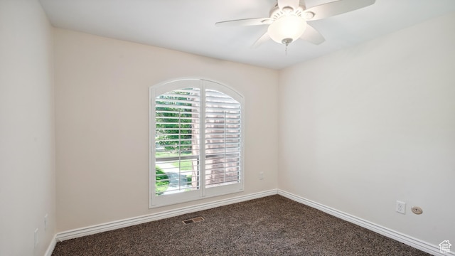 3263 Shadowbrook Cir N, Provo, UT 84604 - empty room featuring dark colored carpet, baseboards, and ceiling fan
