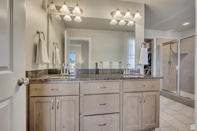 2466 S 2200 W, West Haven, UT 84401 - full bath featuring a shower stall, double vanity, and tile patterned flooring