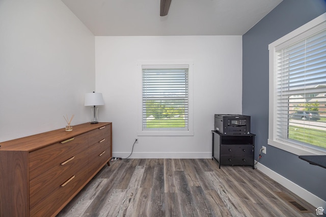 181 W 400 S, Hyrum, UT 84319 - bedroom with dark wood finished floors, baseboards, and ceiling fan