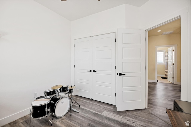 181 W 400 S, Hyrum, UT 84319 - playroom with baseboards, wood finished floors, and ceiling fan