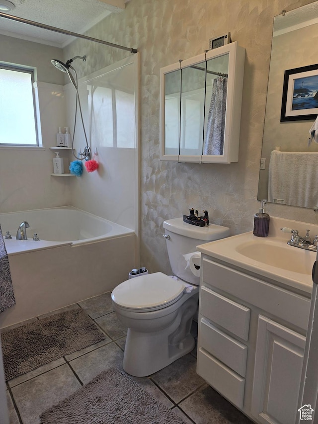 445 Valley View Dr, Pleasant Grove, UT 84062 - bathroom with toilet, shower / bathtub combination, vanity, and tile patterned flooring