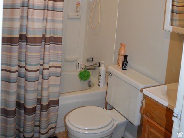 445 Valley View Dr, Pleasant Grove, UT 84062 - bathroom featuring toilet, vanity, and shower / bath combination with curtain