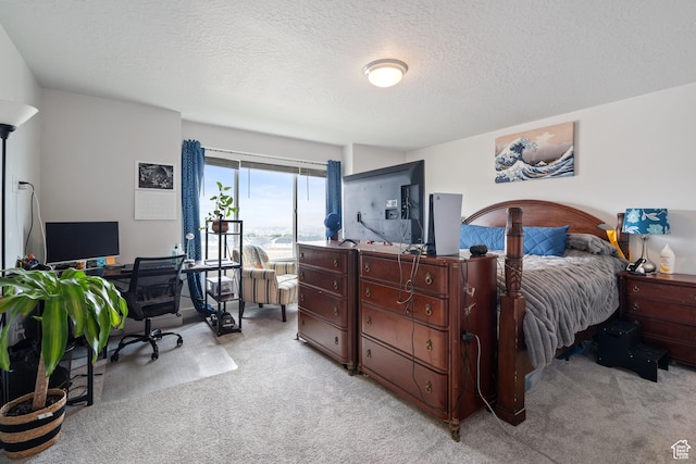 2092 N Red Yearling Dr, Saratoga Springs, UT 84045 - bedroom with light colored carpet, a desk, and a textured ceiling