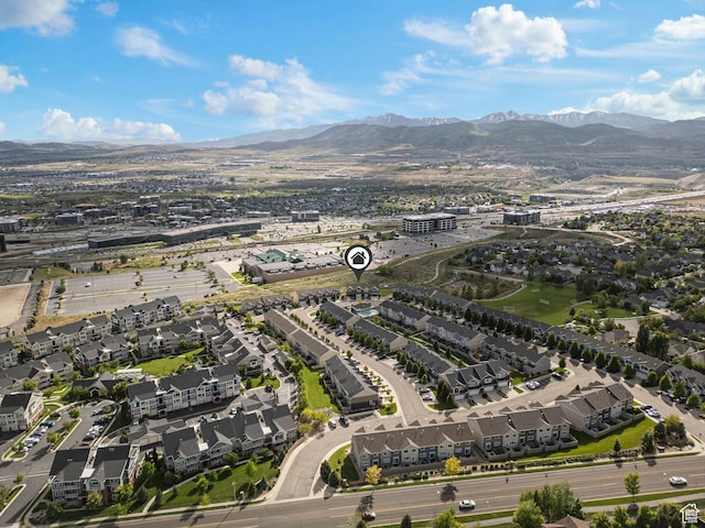 2335 W Cresthaven Ln, Lehi, UT 84043 - aerial overview of property's location featuring a mountain backdrop and nearby suburban area