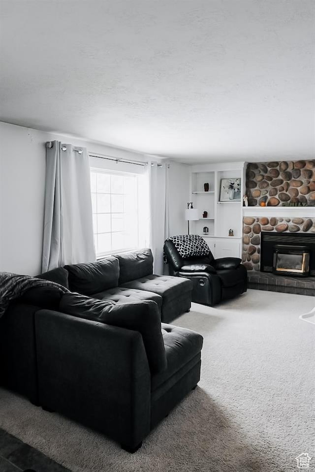 260 W 4th S, Soda Springs, ID 83276 - living area with a stone fireplace and carpet