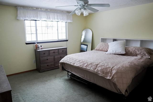 260 W 4th S, Soda Springs, ID 83276 - carpeted bedroom featuring a ceiling fan, baseboards, and a textured ceiling