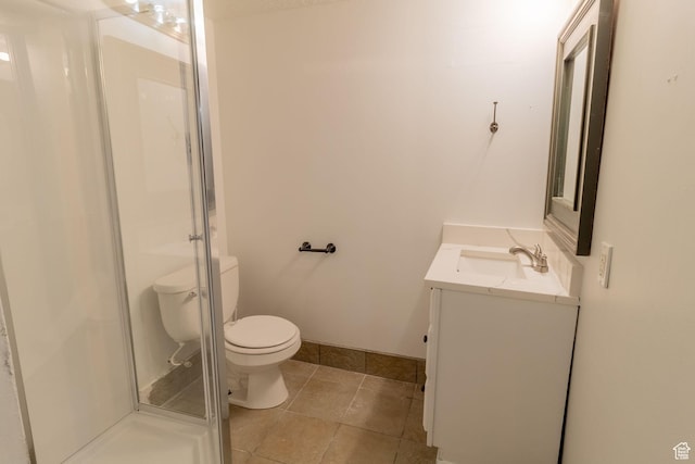 2079 W 3900 S, Roy, UT 84067 - full bathroom featuring toilet, vanity, a stall shower, tile patterned floors, and baseboards