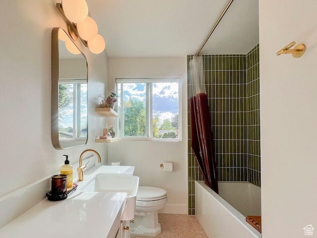 5466 S Woodcrest Dr, Holladay, UT 84117 - bathroom with vanity, toilet, and shower / bath combo with shower curtain