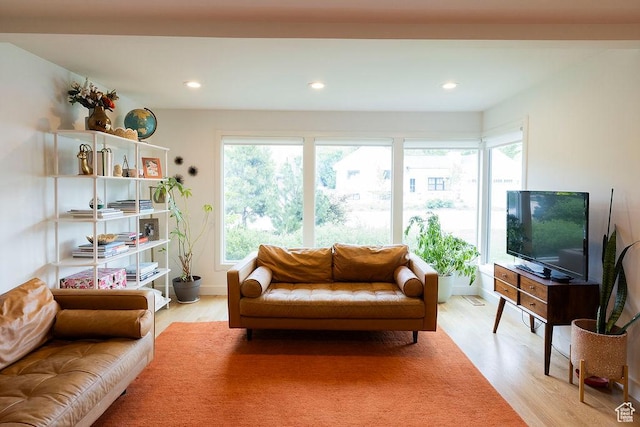 5466 S Woodcrest Dr, Holladay, UT 84117 - living room featuring plenty of natural light, light wood-type flooring, and recessed lighting