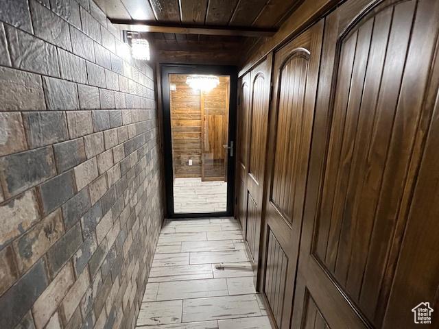 115 E 8469 S, Sandy, UT 84070 - hallway featuring wood ceiling and wood walls