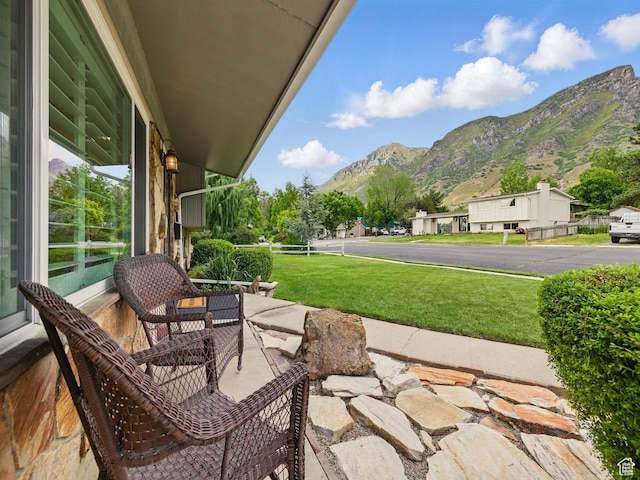 686 Idaho Ave, Provo, UT 84606 - view of patio / terrace with a mountain view