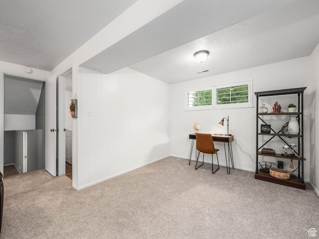 686 Idaho Ave, Provo, UT 84606 - basement with carpet flooring, baseboards, a desk, and a textured ceiling