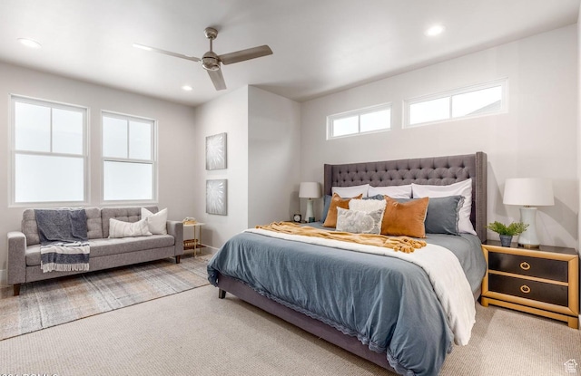 11661 N Shoreline Dr, Hideout, UT 84036 - carpeted bedroom featuring recessed lighting, ceiling fan, and baseboards