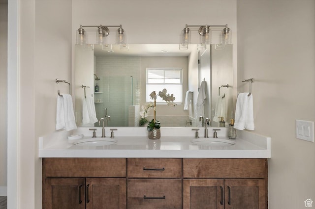 11661 N Shoreline Dr, Hideout, UT 84036 - bathroom with double vanity and a shower stall
