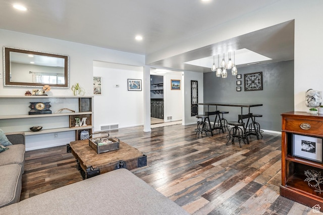 4097 S 670 E Unit C, Murray, UT 84107 - living room with wood finished floors, recessed lighting, baseboards, and a chandelier