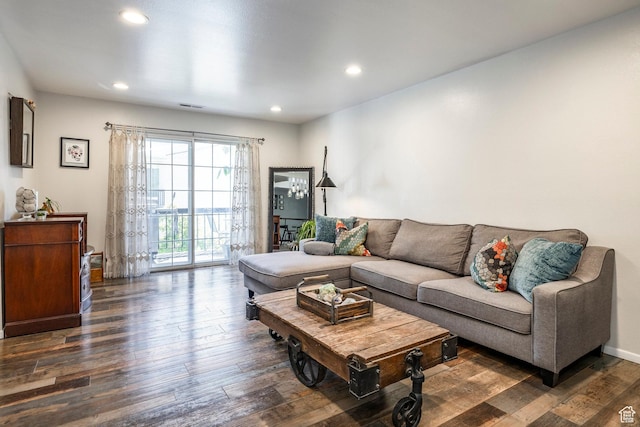 4097 S 670 E Unit C, Murray, UT 84107 - living area featuring hardwood / wood-style floors and recessed lighting