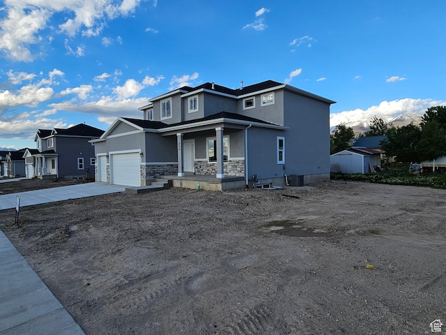454 N 500 E Lot 3, Salem, UT 84653 - view of front of home with a porch, stucco siding, driveway, and stone siding