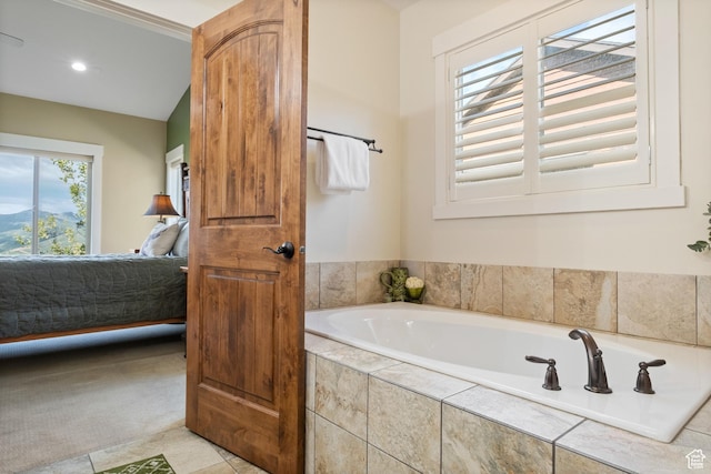 10371 N Sightline Cir, Hideout, UT 84036 - ensuite bathroom with a garden tub, recessed lighting, and tile patterned floors