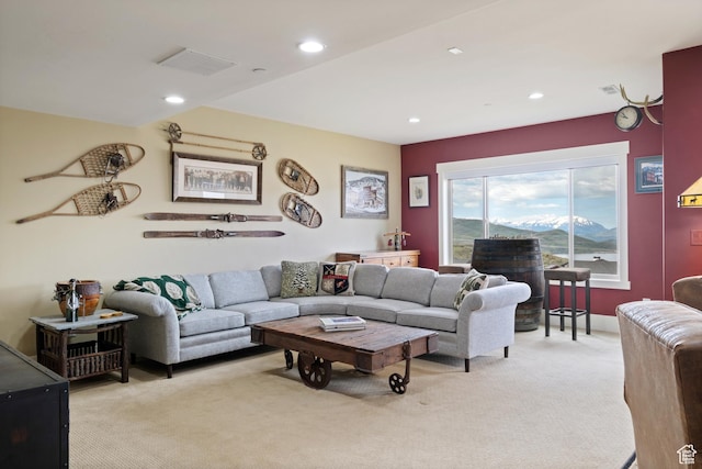 10371 N Sightline Cir, Hideout, UT 84036 - living room featuring light colored carpet and recessed lighting