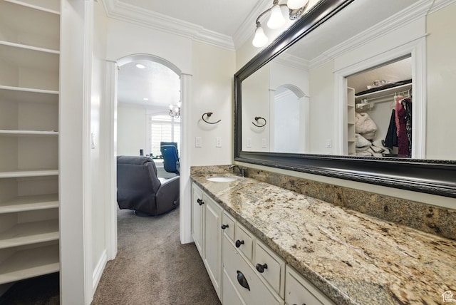 62 W 225 N, Lindon, UT 84042 - ensuite bathroom featuring vanity, crown molding, and a spacious closet