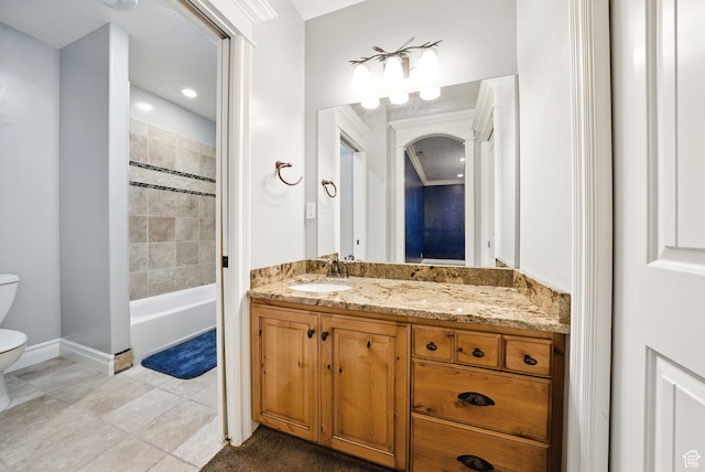 62 W 225 N, Lindon, UT 84042 - bathroom with toilet, vanity, tile patterned floors, bathing tub / shower combination, and baseboards