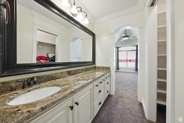 62 W 225 N, Lindon, UT 84042 - full bath with a spacious closet, vanity, a ceiling fan, and crown molding
